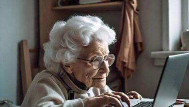 Stunning Granny's Loneliness With Her Mirror And Charming Smiles Family